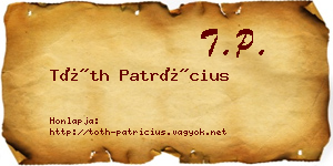 Tóth Patrícius névjegykártya